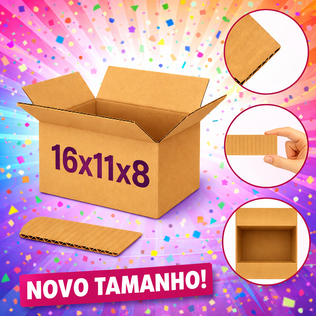 caixa de papelao 50 unidades 16x11x8 tamanho pequeno para eccomerce barato reforçado
