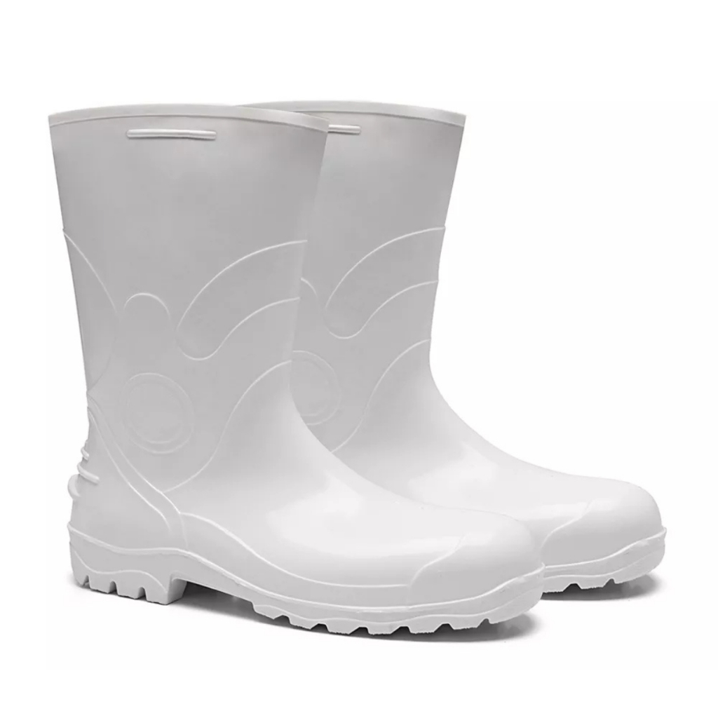 Bota Pvc Bracol 85BPC200 Cano Médio Com Forro E Bico De Aço Branca Proteção Epi Segurança Ca 26586