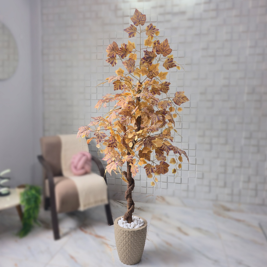 Árvore Artificial Platano Outono Inverno 150cm Pedra Vaso Liso