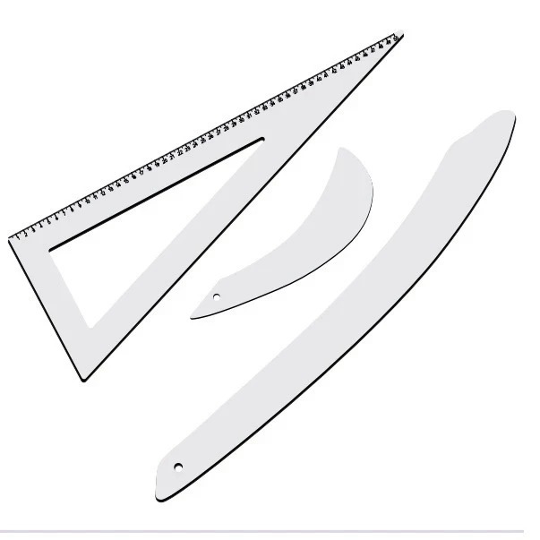 Kit Conjunto Réguas Para Costura Modelagem Acrilico Com 3 Peças em Oferta na Shopee