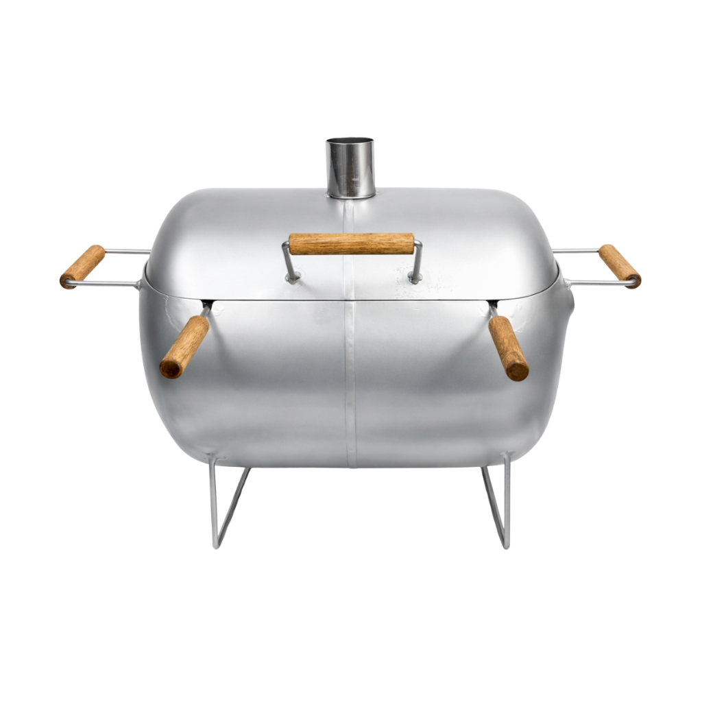 Churrasqueira Portátil a Carvão com Tampa a Bafo