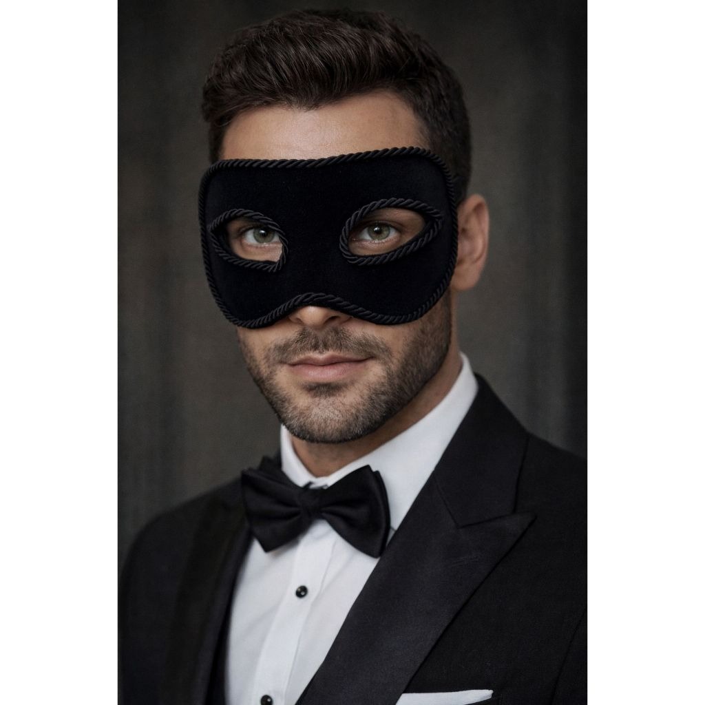 Máscara Veneziana Baile Luxo Cor Preto para festa ou Carnaval