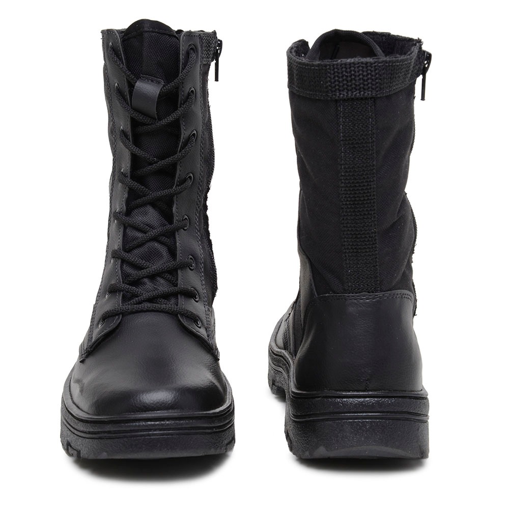 Coturno Militar Tático Masculino Couro Impermeável Tratorado Confortável Estilo Urbano e Resistente E Atraente Reforçado