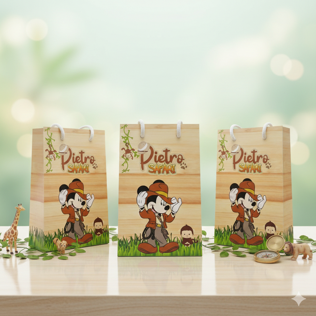 Sacolinha P Mickey Safari / Personalizados / Lembrancinha de Festa / Aniversário