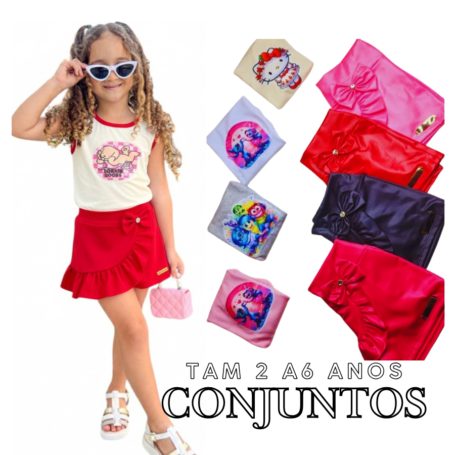Kit Conjunto Infantil Menina Feminina CIRRE 2/4/6 Anos 1, 2, 3, 4 Conjuntos Sortidas Dia Dia