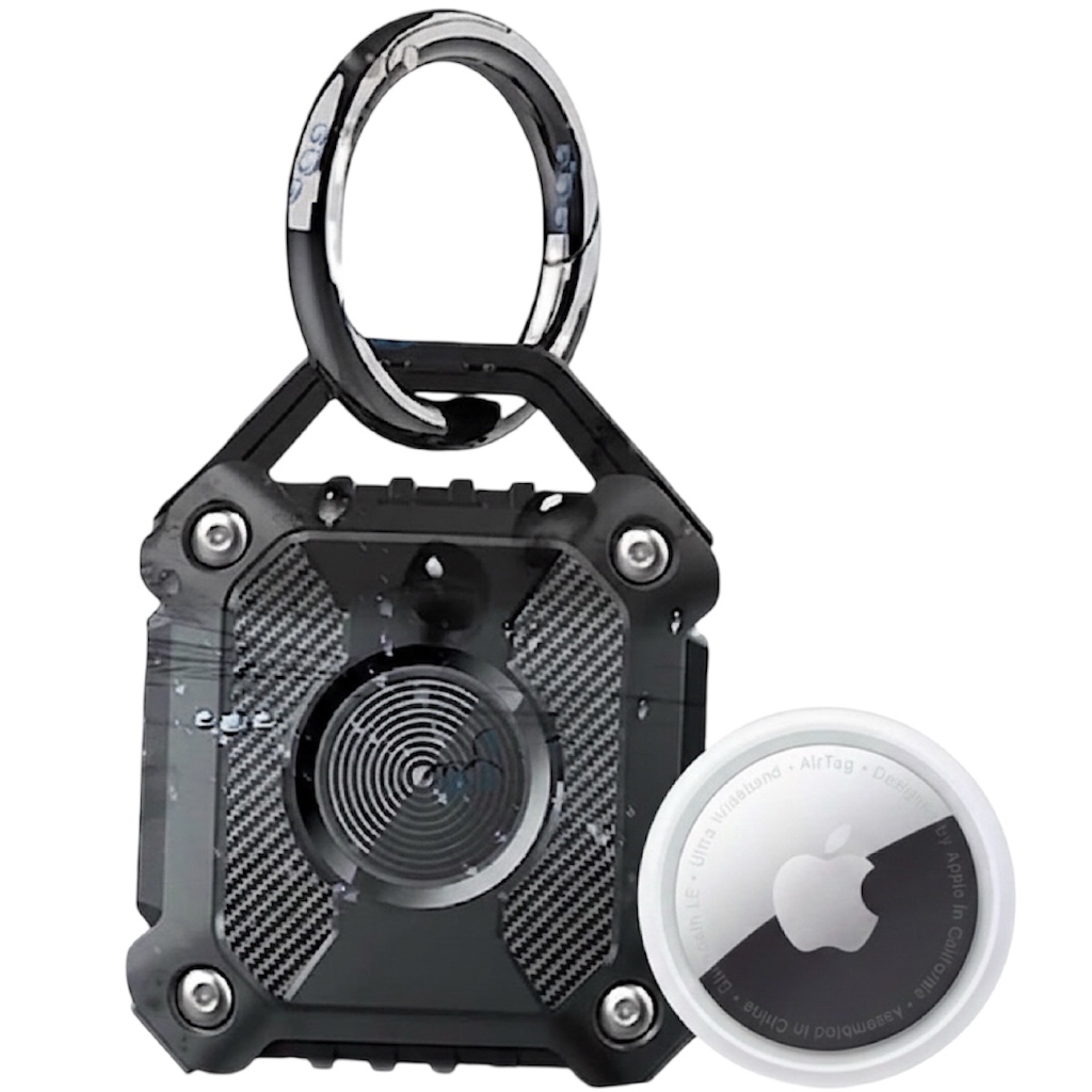 Chaveiro Para Airtag Apple Case Camuflado Preto Anti Furto Capa Protetora À Prova Dágua