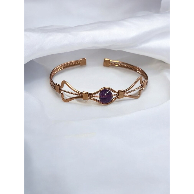 Pulseira De Cobre Com Pedra Natural-Bracelete De Cobre Com Pedra Natural 100% Puro em Oferta na Shopee