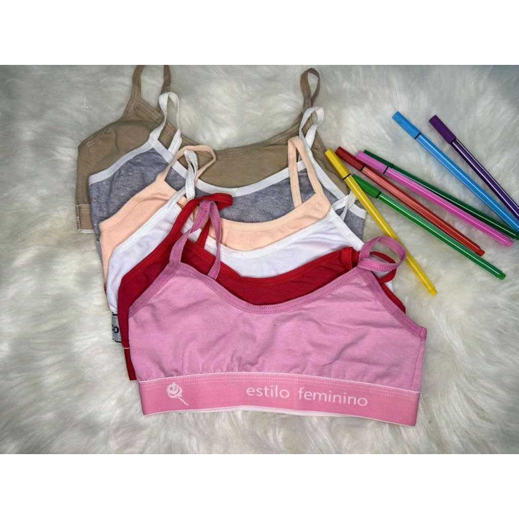 Kit 4 Tops Algodao Infantil Top Cotton Meninas Sutiã Infantil em Oferta na Shopee