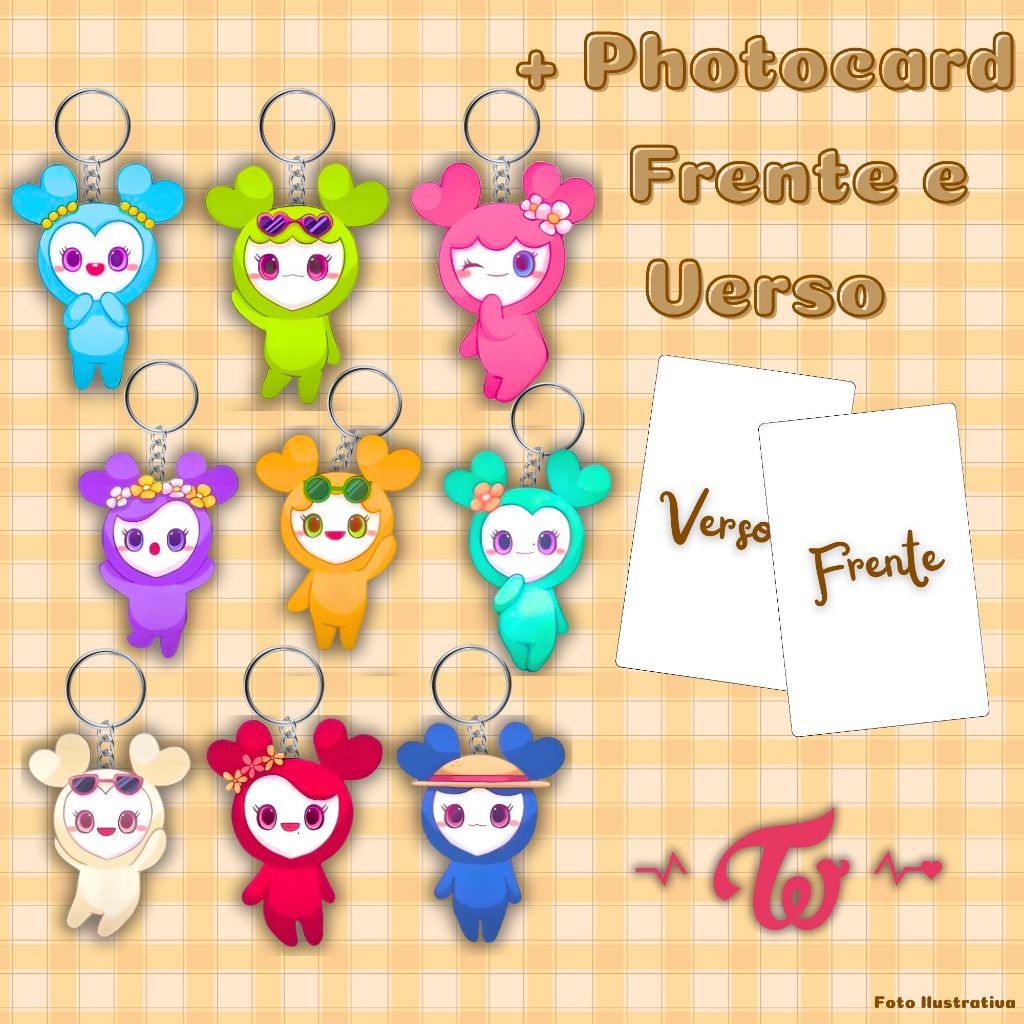 Chaveiro Plastificado + Photocard TWICE Lovely | Versão Kawaii