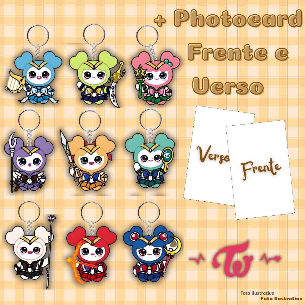 Chaveiro Plastificado + Photocard TWICE Lovely | Sailor Moon Kawaii