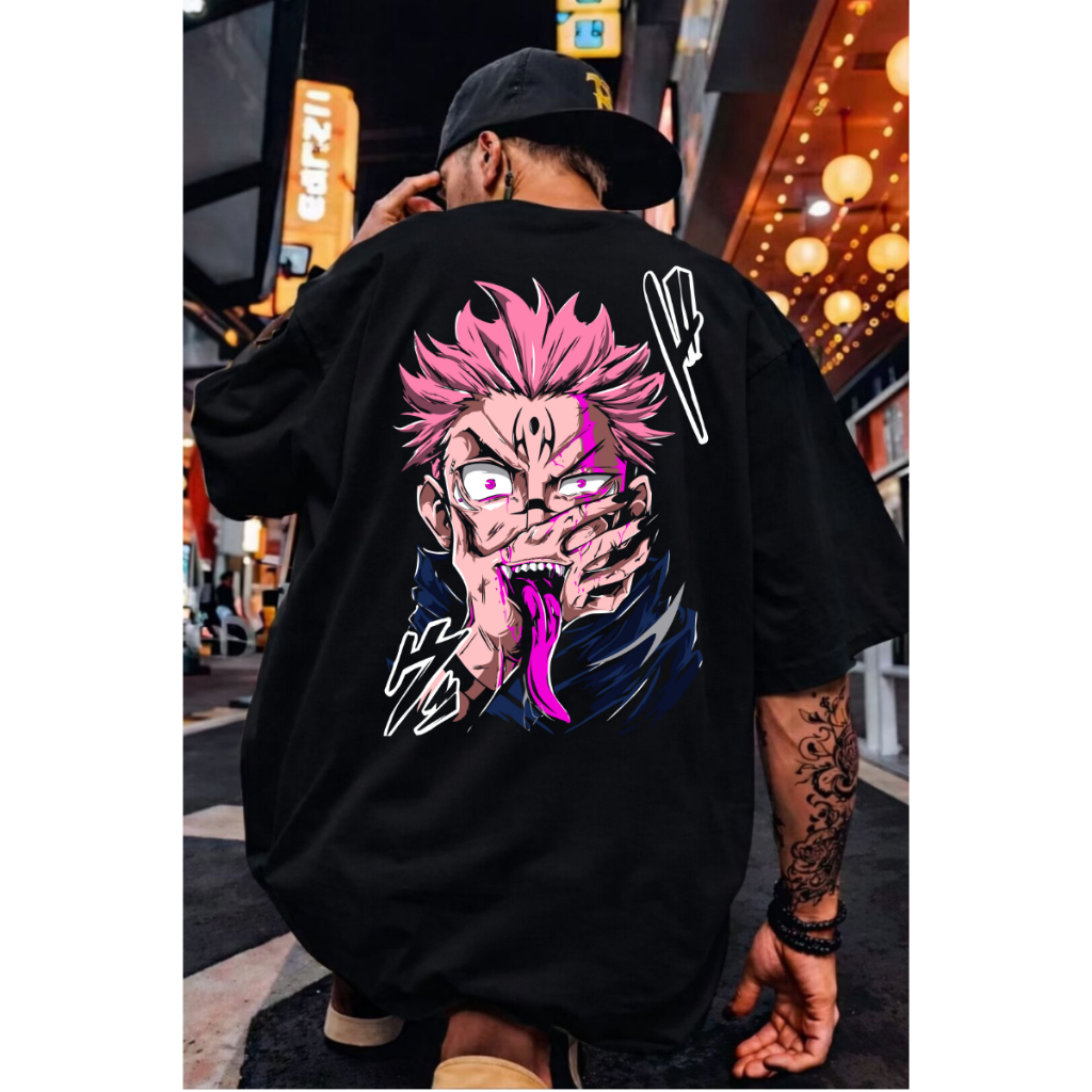 Camiseta Estampada Oversized Anime Treino Academia Naruto Sukuna Maldição Algodão Feminino Masculino