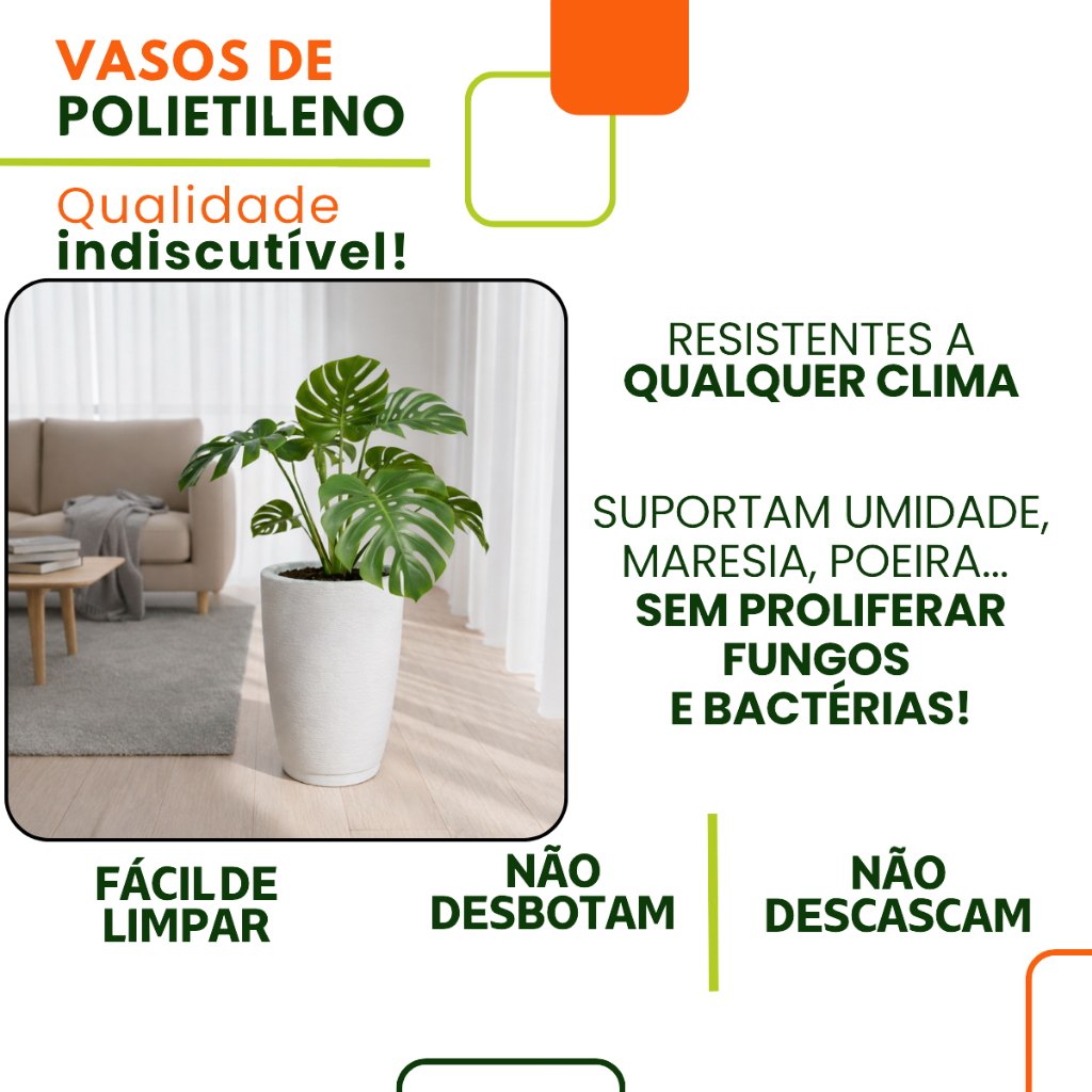 Vaso Polietileno Para Plantas Jardim Sala Luxo Cone Bojo 1 Com Prato — imagem 2 de 2