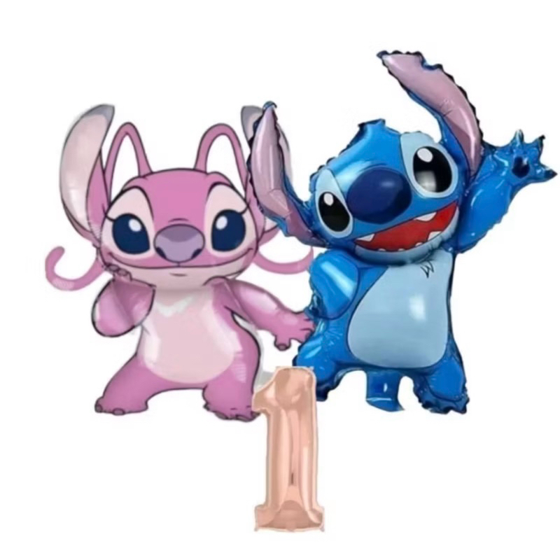 kit c/3 balões metalizado lilo stitch  ,  numero 40 cm