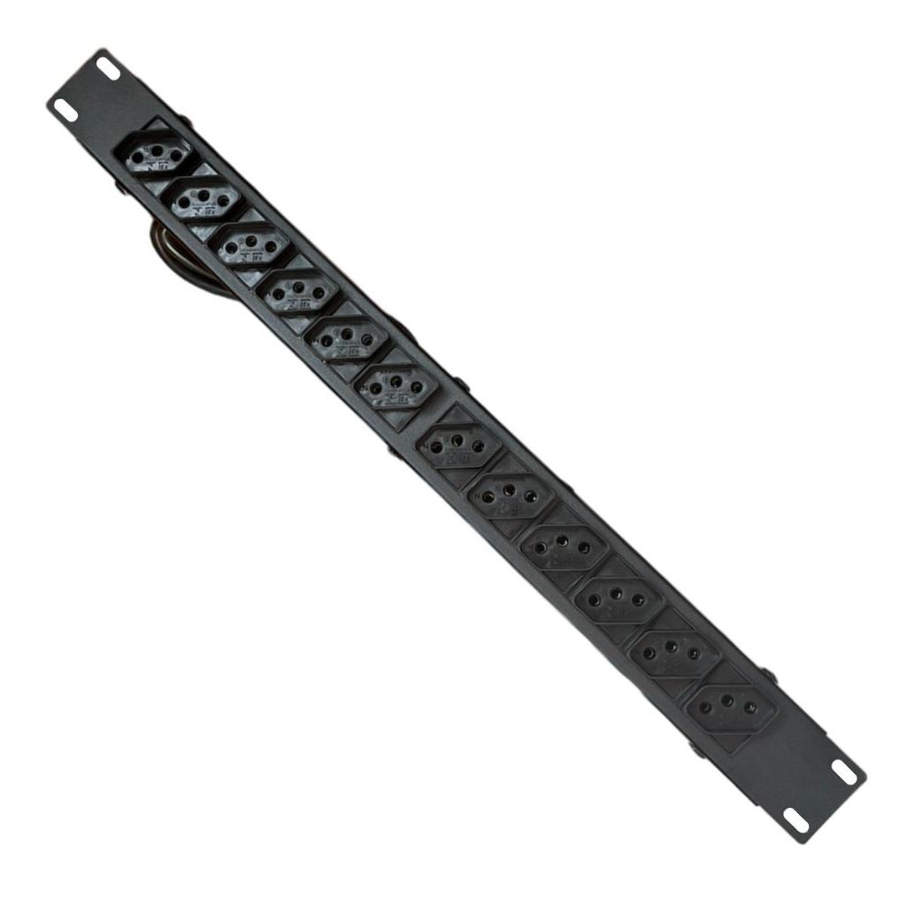 Regua Tomadas Rack 19" 12 Filtro de Linha Extensões Eletrica Cabo 1, 1.5, 3, 5 e 10 Metros MVolts