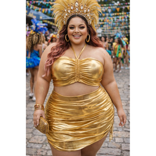 cropped carnaval plus size brilhante em Oferta na Shopee