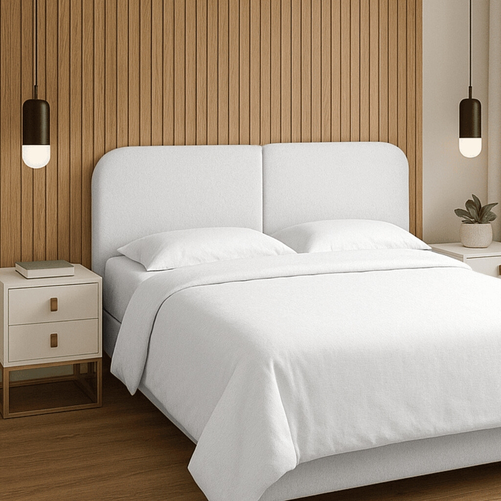 Cabeceira Cama Box Queen 160 cm Orgânica Tecido Bouclé