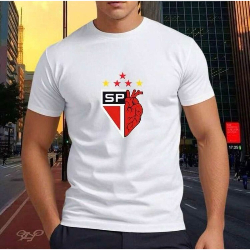Camiseta Masculina São Paulo Coração Torcedor Lançamento