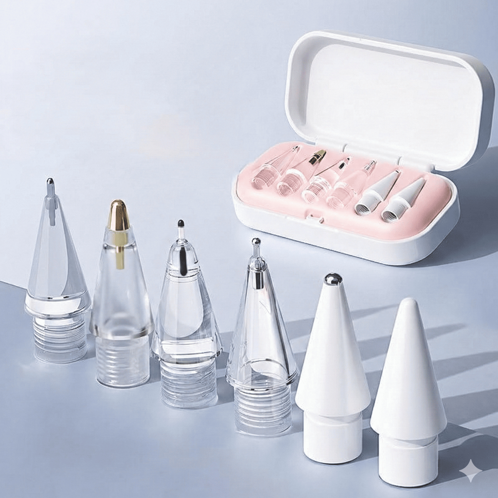 Kit 6 Pontas P/ Apple Pencil 1ª E 2ª Geração iPad Pro Air Mini Ponteira Reposiçã