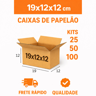 caixa de papelão 19x12x12 envios correios 100 unidades ecommerce maleta pequena em Oferta na Shopee