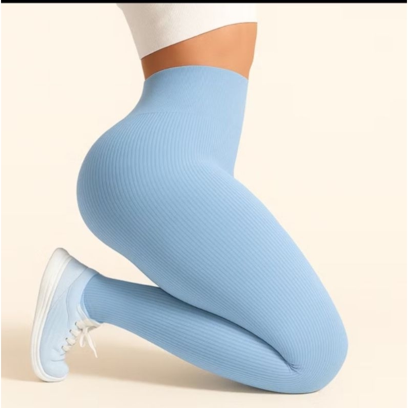 Calça leggings feminina canelada leg sem costura legging cintura alta academia e training