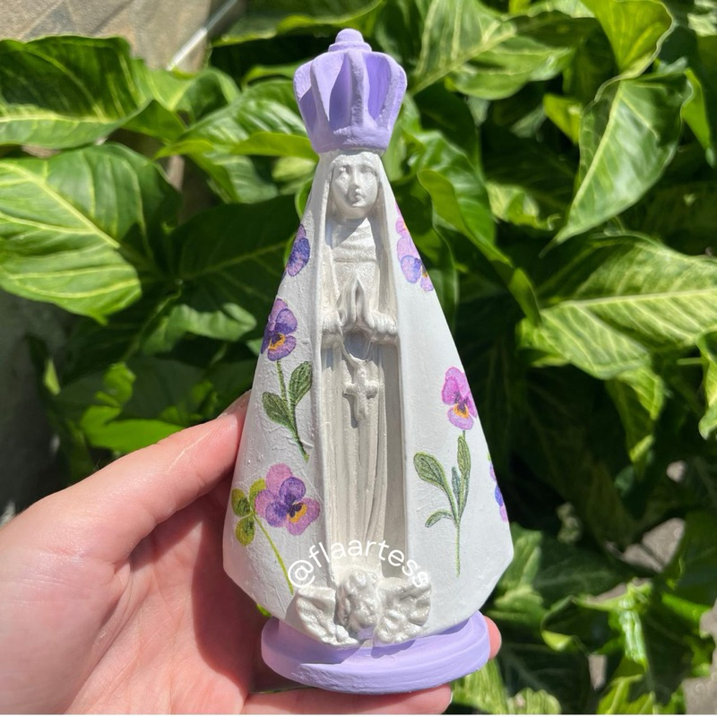 Nossa Senhora Aparecida 15cm Delicada Decoupagem Lilás/ Decoração/ Presente/ Casamento/ Batizado/ kits