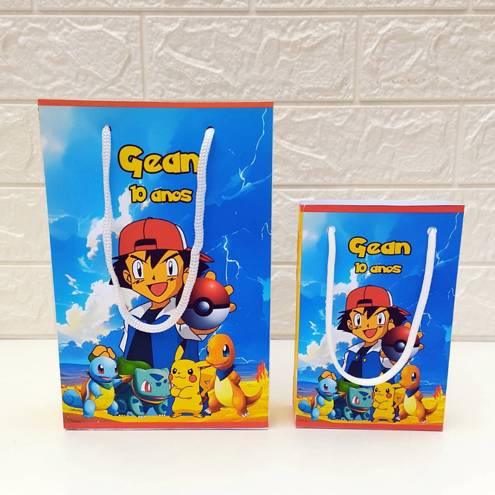 Sacolinha Personalizada Pokemon | Lembrancinhas | Sacolinha aniversario | Festa Infantil | Kit Aniversario | Kit