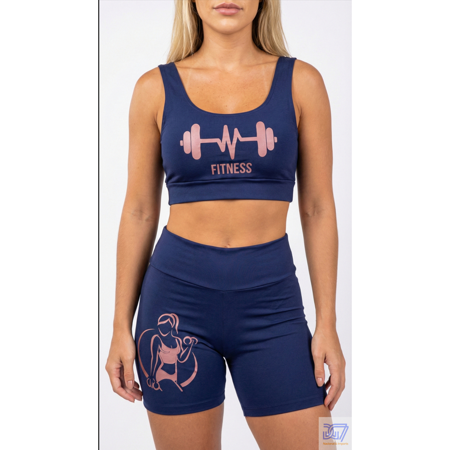 Conjunto Fitness  Feminino Academia Suplex Top e Short Estampado Zero Transpa. Roupa de Treino Tamanho PLUS