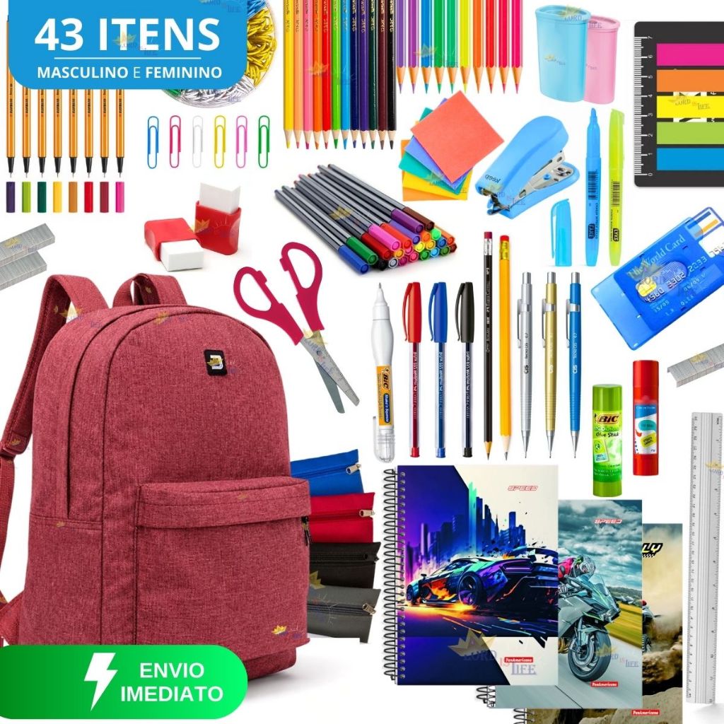 Material Escolar Completo Kit Escolar Estojo Escolar Masculino Volta As Aulas 2026 Borracha Escolar em Oferta na Shopee