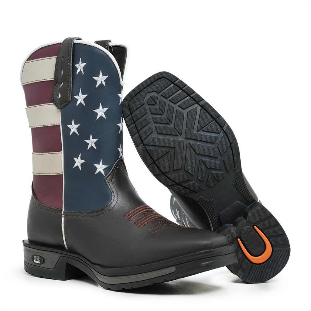Bota Cano Alto Texana Masculina Jump Bandeira Eua Country