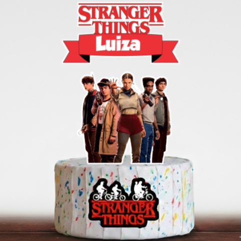 Topo de Bolo Personalizado Stranger Things - ENVIAR O NOME NO ATO DA COMPRA Stranger Things em Oferta na Shopee