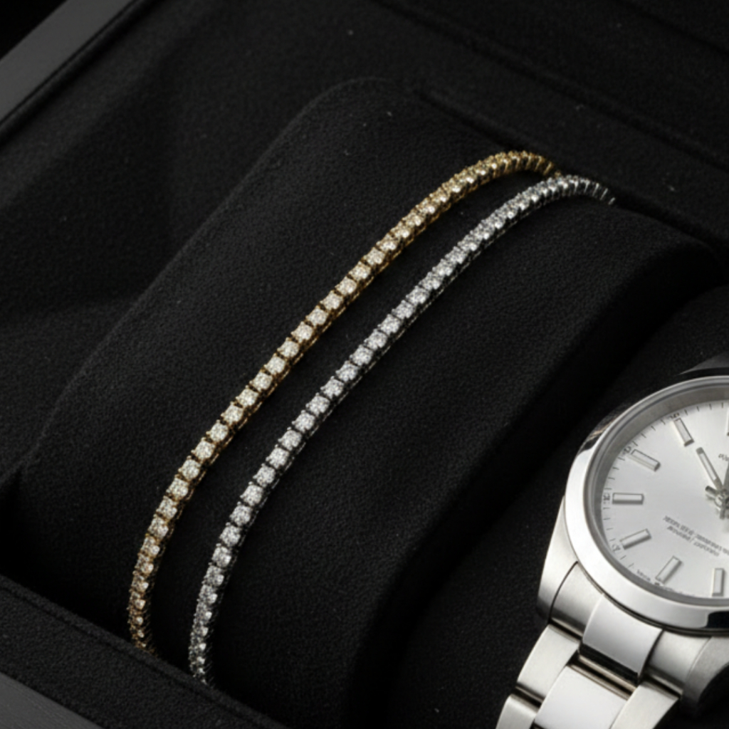 Aço Inox Pulseira Bracelete Riviera Zircônia Cravejada Masculina Prata Dourado Inoxidavel Pedra Branca em Oferta na Shopee