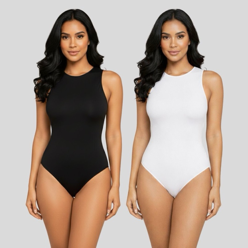 kit 2 body collant gola redonda feminia verão regata