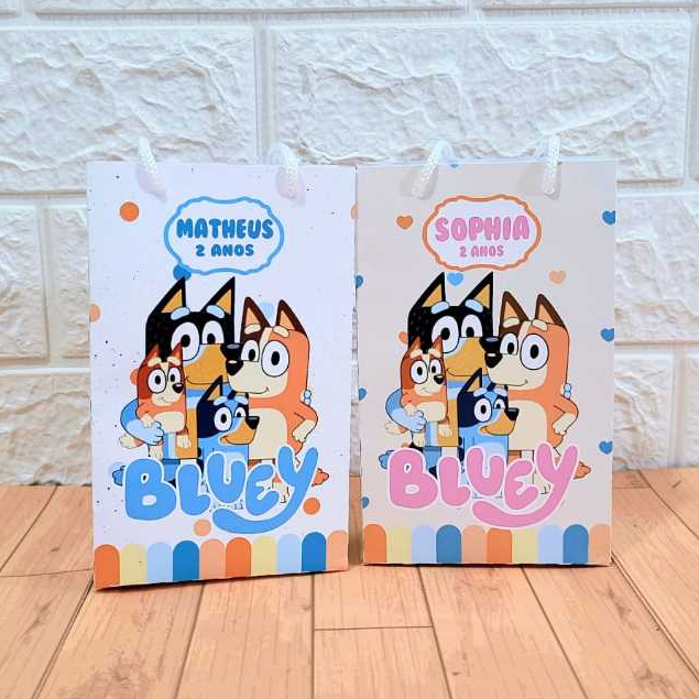 Sacolinha Personalizada - BLUEY E BINGO- Sacolinha Surpresa | Lembrancinha Festa | Pegue e Monte.