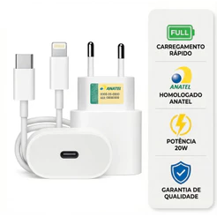 Carregador Para iPhone Original Completo Turbo 20w 11 12 12 13 14 Promax X Xr Xs