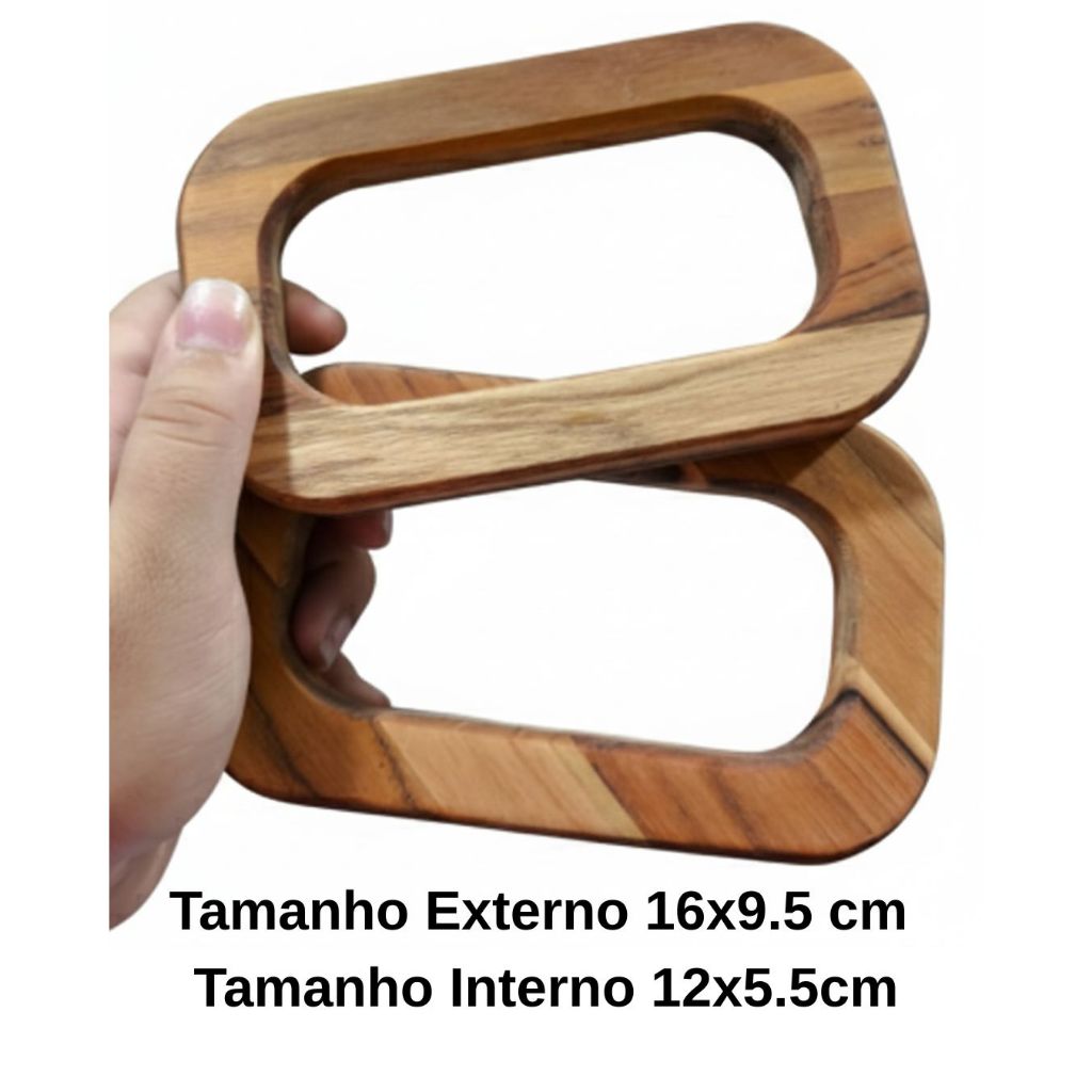 PAR de Alça de Madeira Teca luxo Exclusiva para Bolsas, Bags e Cestos Artesanais (Vendido em Pares em Oferta na Shopee