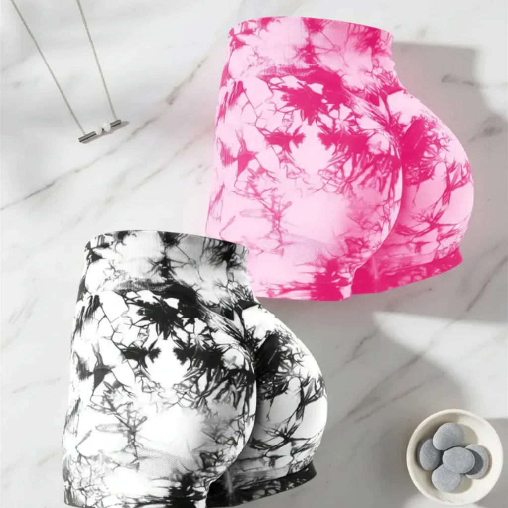 Kit 2 Shorts Femininos Academia Fitness Yoga Levanta Bumbum Cintura Alta Estampado — imagem 1