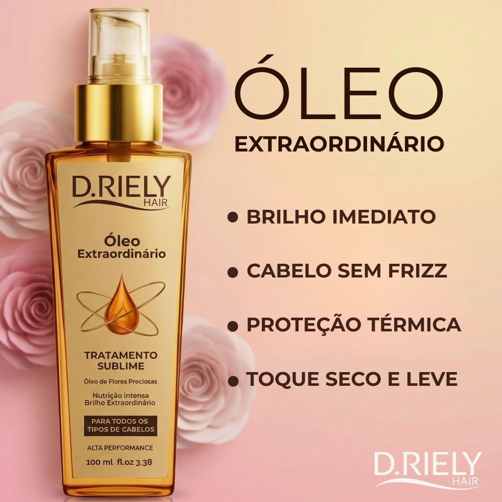 Óleo Extraordinário D.Riely Hair – Tratamento Capilar, Brilho Intenso, Nutre, Hidrata, Mix de Óleos em Oferta na Shopee