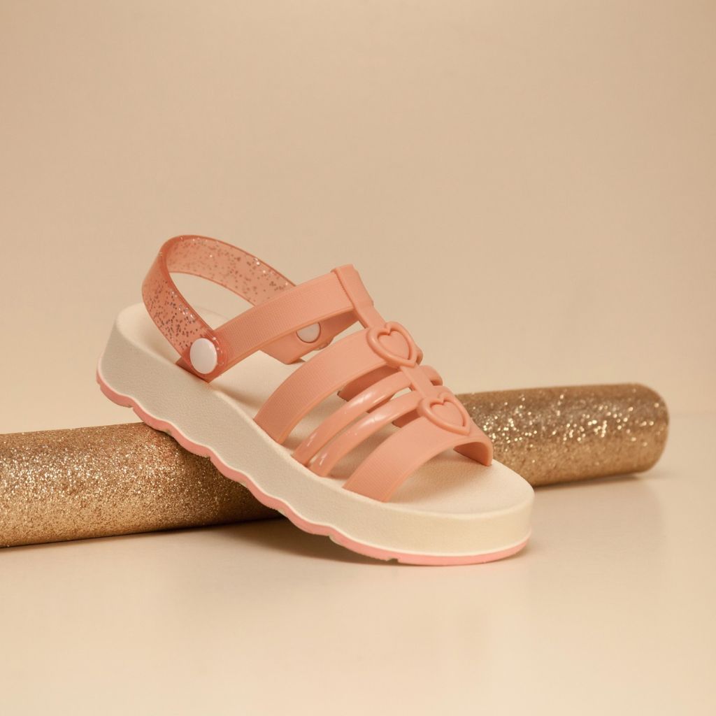 Sandália Infantil Menina Coração | Confortável Antiderrapante | Rosa, Preto e Verde | Tam 18 ao 25 | Pronta Entrega em Oferta na Shopee