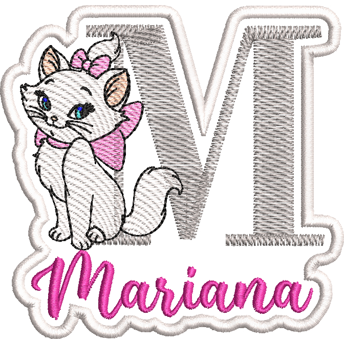 Patch Bordado Termocolante  Gatinha Marrie com Nome em Oferta na Shopee