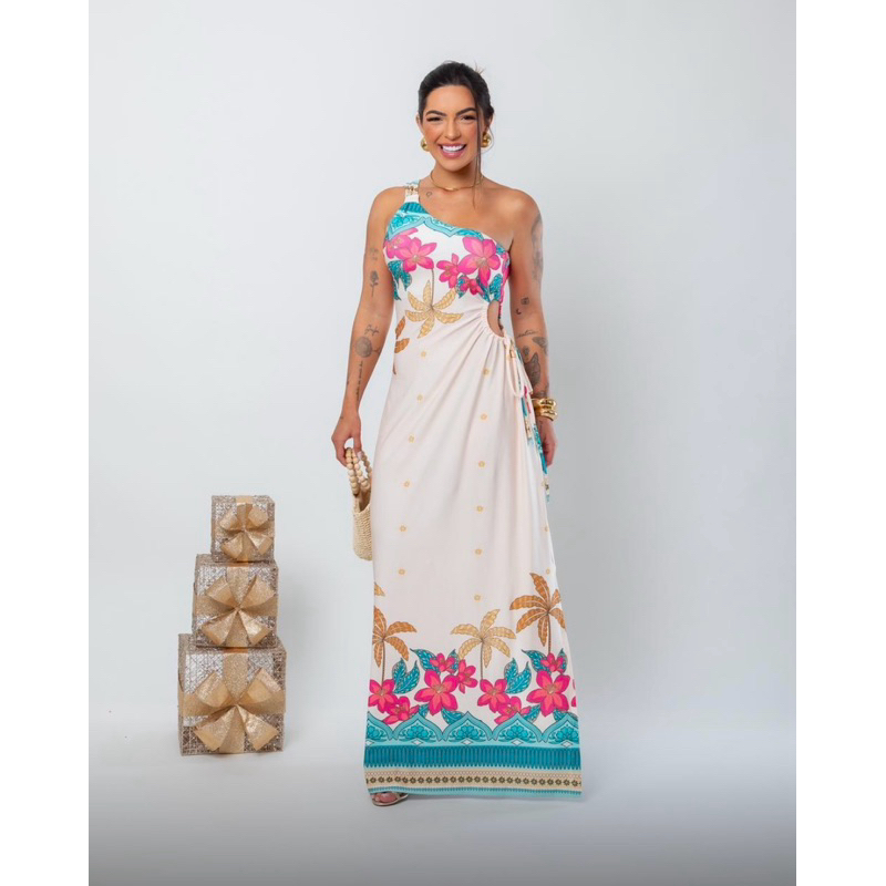 vestido feminino longo,moda praia, vestido praia, moda verão,vestido estampado, verão 2026. moda feminina .