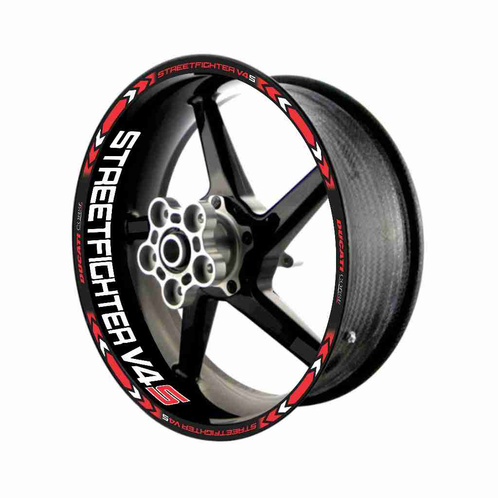 Adesivo Friso Refletivo Roda Moto Ducati Streetfighter V4 S  V4S + adesivos internos vermelho 02