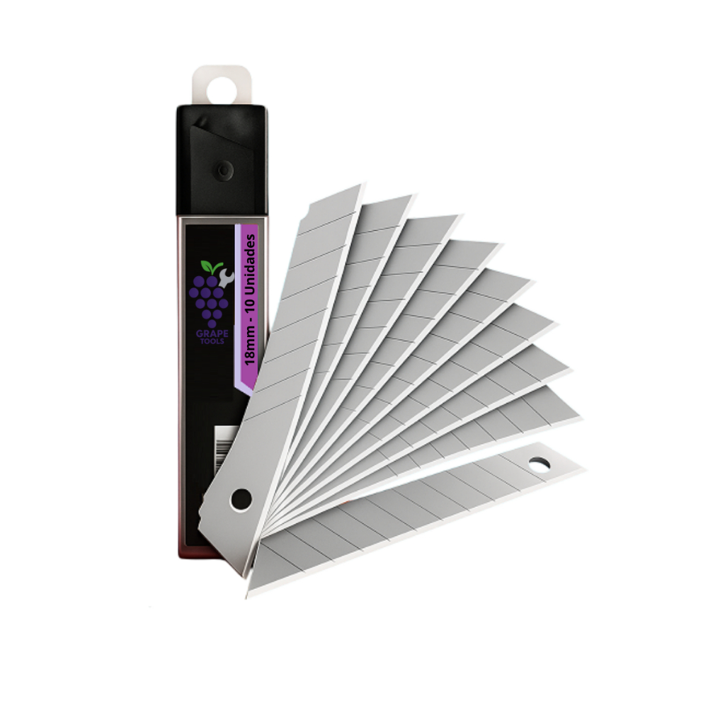Lâminas Estilete 18mm/25mm Aço Afiado Kit 30 Peças Grape Tools