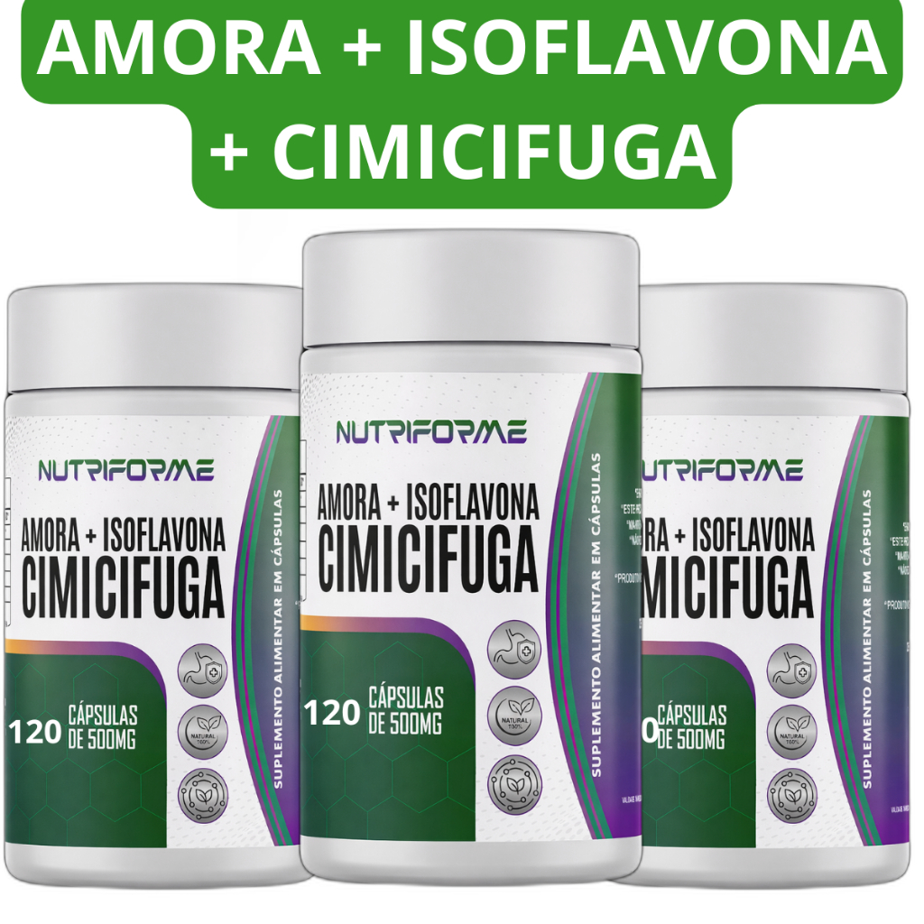 AMORA.ISOFLAVONA + (CI-MI-CI-FU-GA) 120 Capsulas Cada - ORIGINAL 500mg em Oferta na Shopee