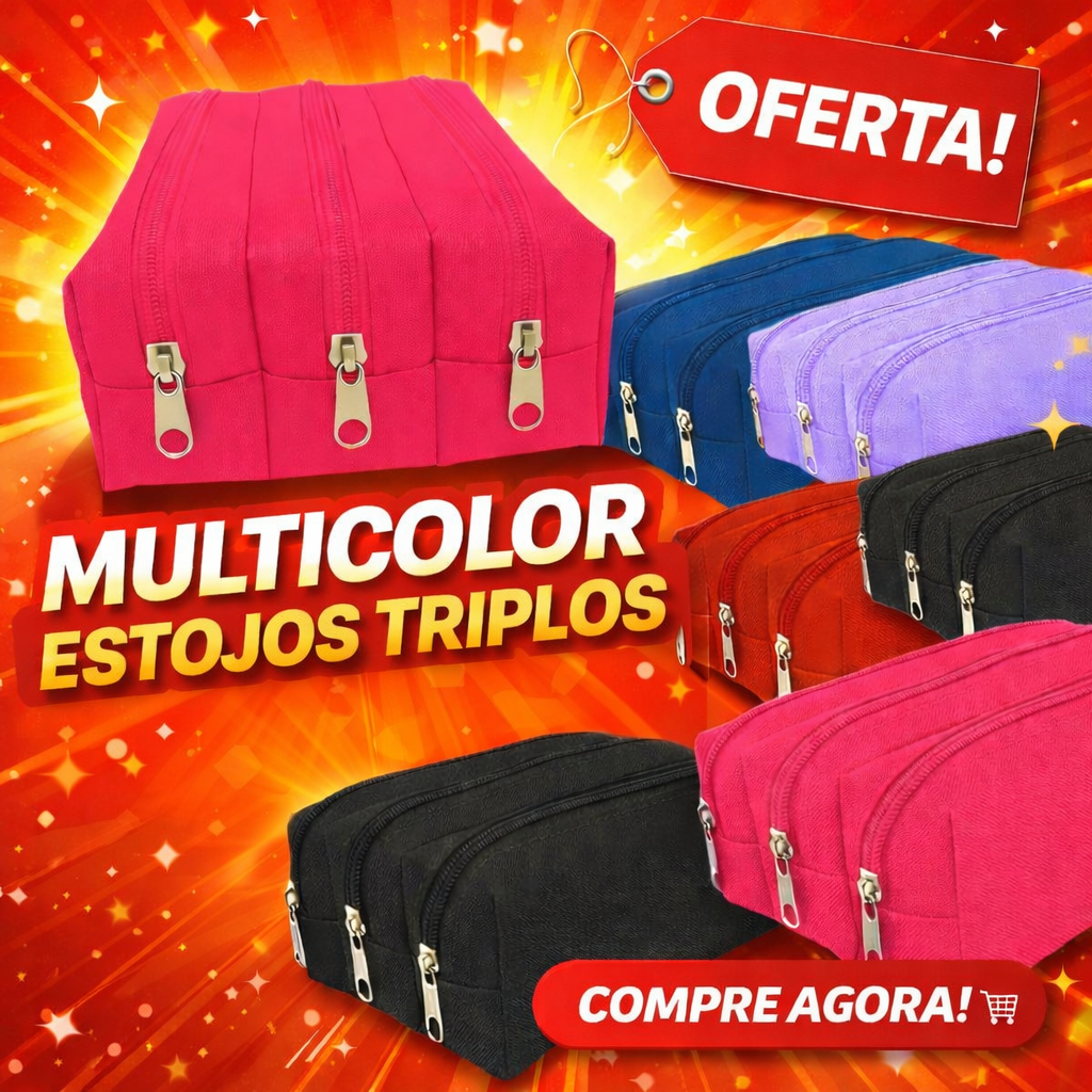 Estojo Escolar Grande 3 Divisorias Organizador