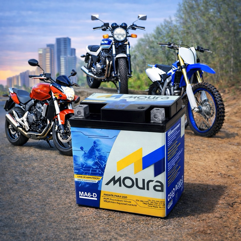 Bateria Moura MA6 6Ah Moto 250cc e 300cc CB300 XRE300 Twister Fazer Lander em Oferta na Shopee