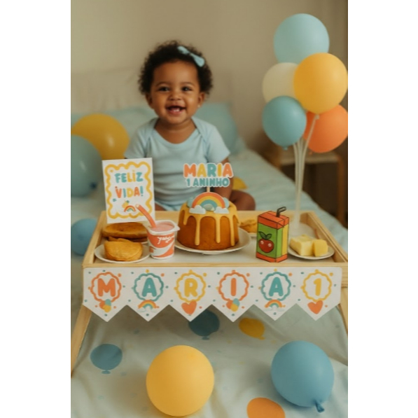 Kit Festa na Bandeja Personalizada Infantil – MINIMALISTA COLORIDO Nome e Tema Exclusivo em Oferta na Shopee