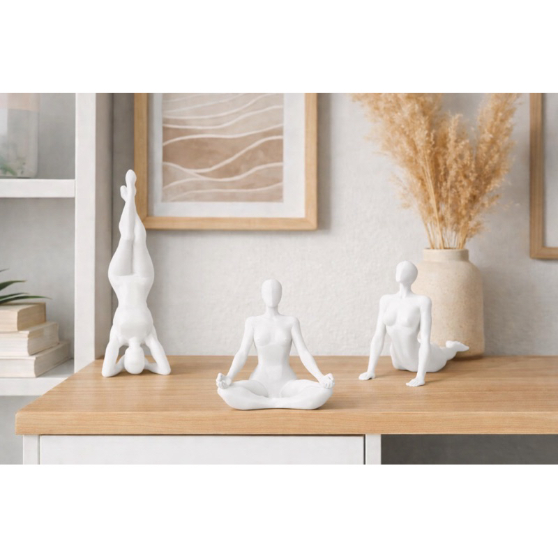 Imagem Esculturas Decorativas Yoga Kit 3 Peças Estilo Zen Arte Moderna