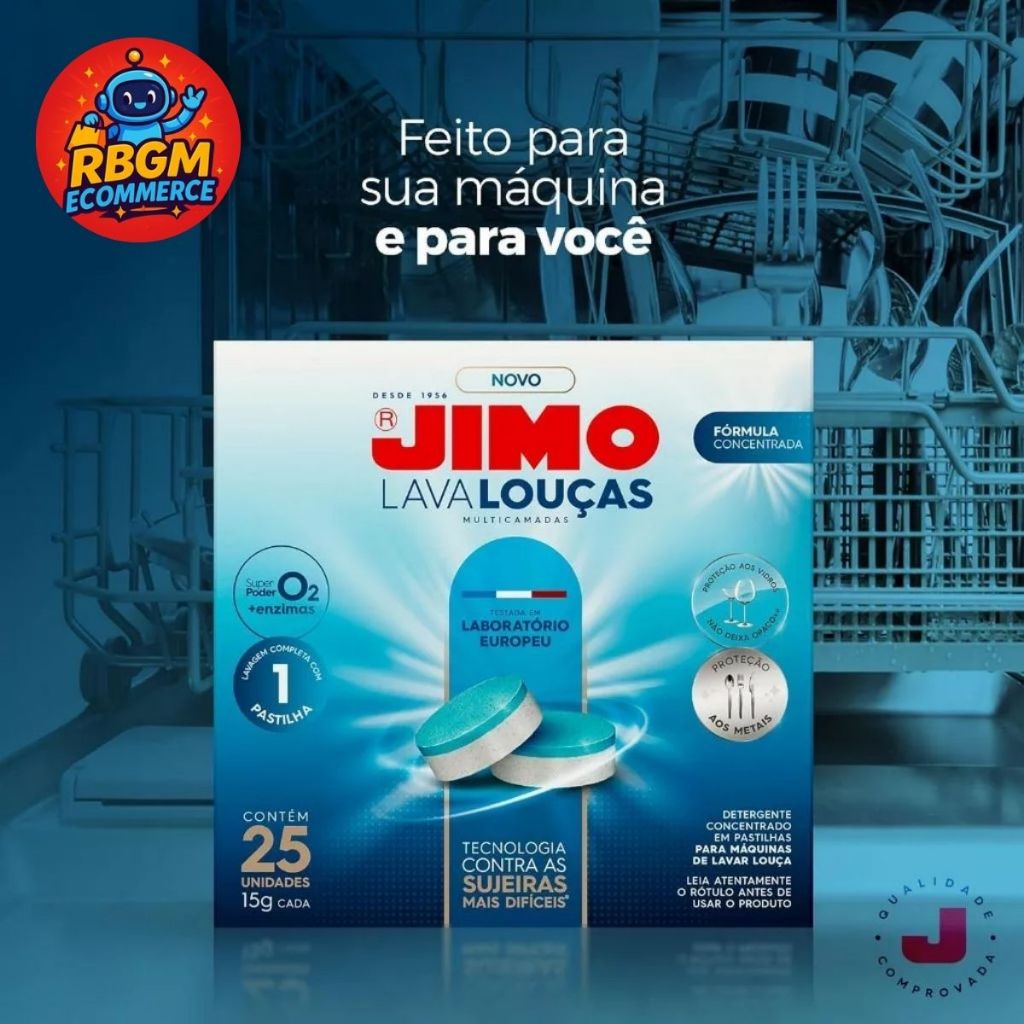 Imagem Caixa Jimo Lava Louca Multicamadas Detergente Concentrado Desengordurante 25x15g