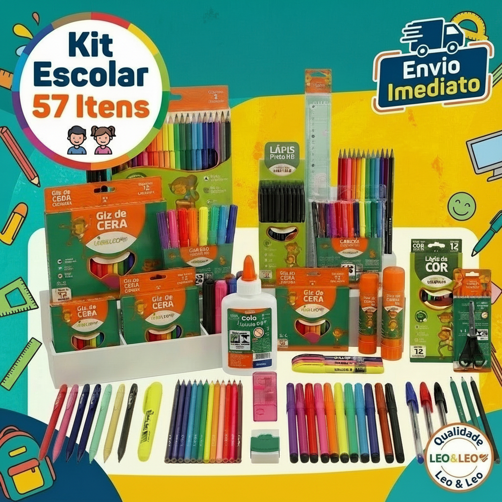 Material Escolar Completo Kit Escolar Volta as Aulas Menina Menino