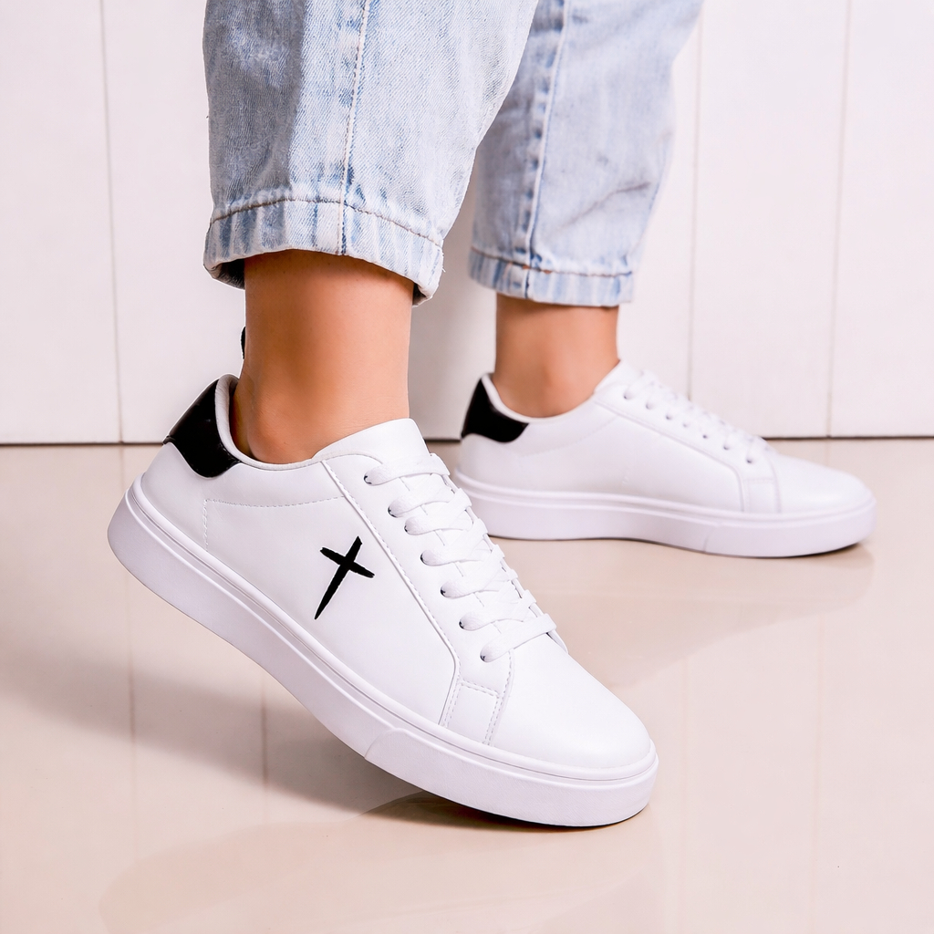 Tênis Branco Minimalista Casual Unissex Ideal para o Dia a Dia Lançamento Blogueira